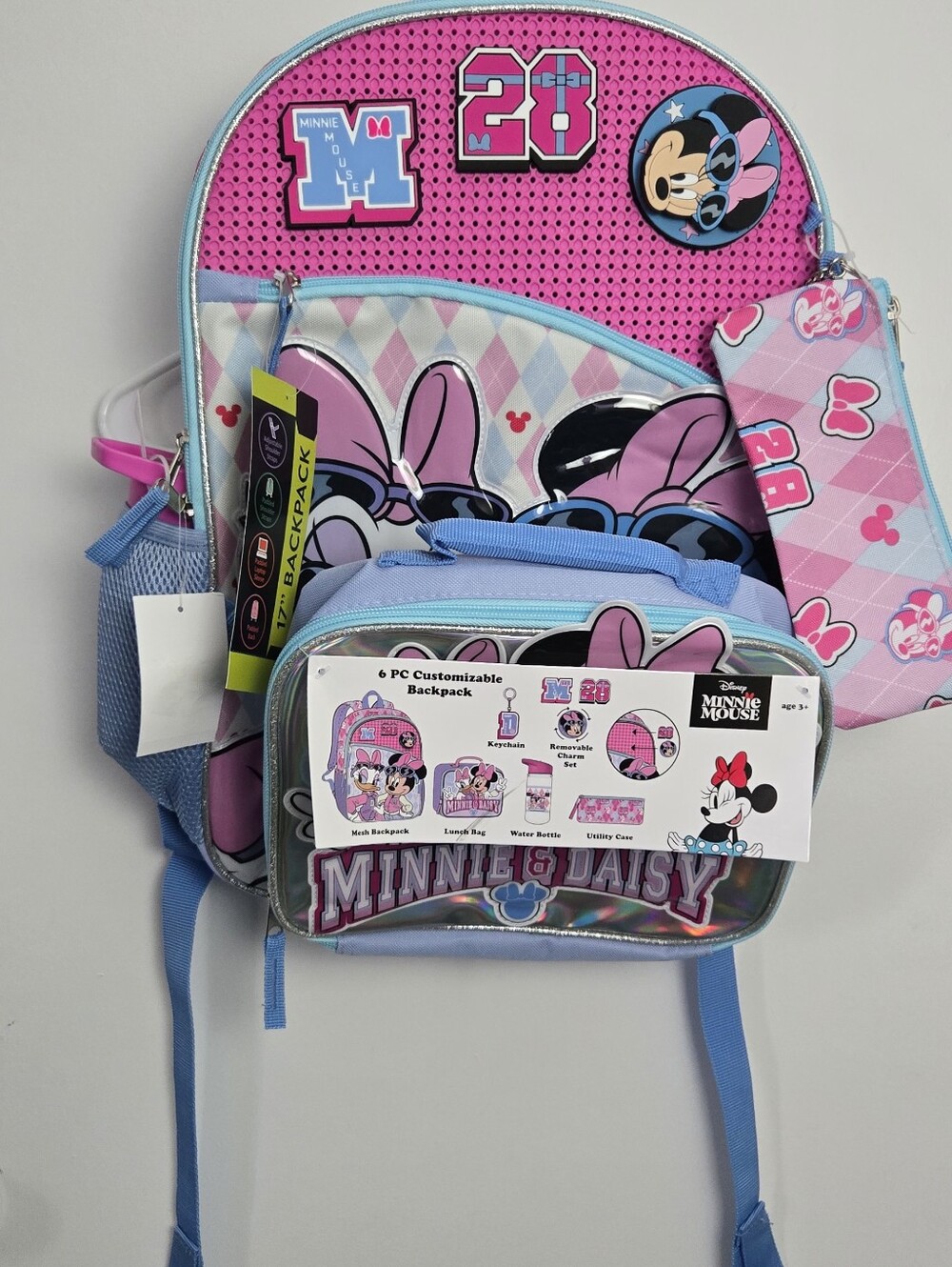 Disney Minnie & Daisy Pink Blue Kids Backpack Set